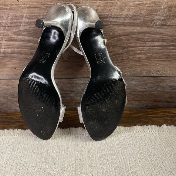 The Touch of Nina Strappy Heels, Size 7, Silver with Rhinestones - Picture 7 of 12